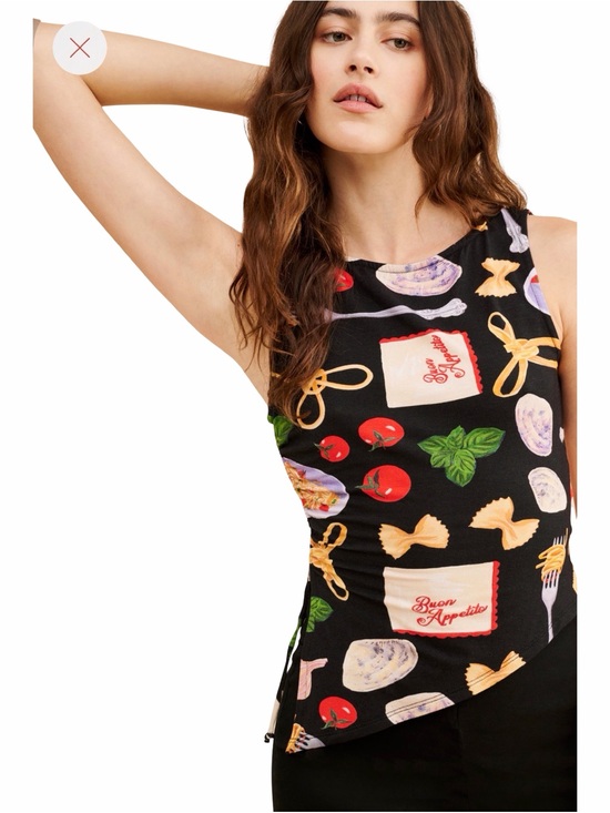 Lisa Says Gah Tops - Lisa Says Gah Erin Tank Top in Buon Appetito Print